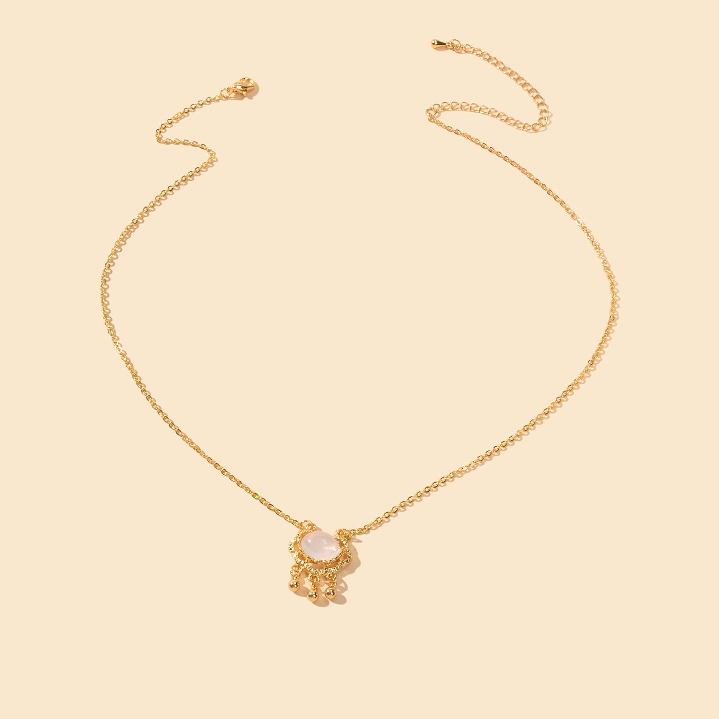 Collar Dorado con Ópalo y Colgante de Candado Texturizado – Regalo para Mejor Amiga